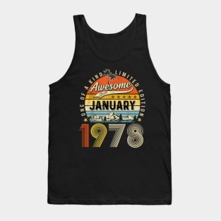 Awesome Since January 1978 Vintage 45th Birthday Tank Top
